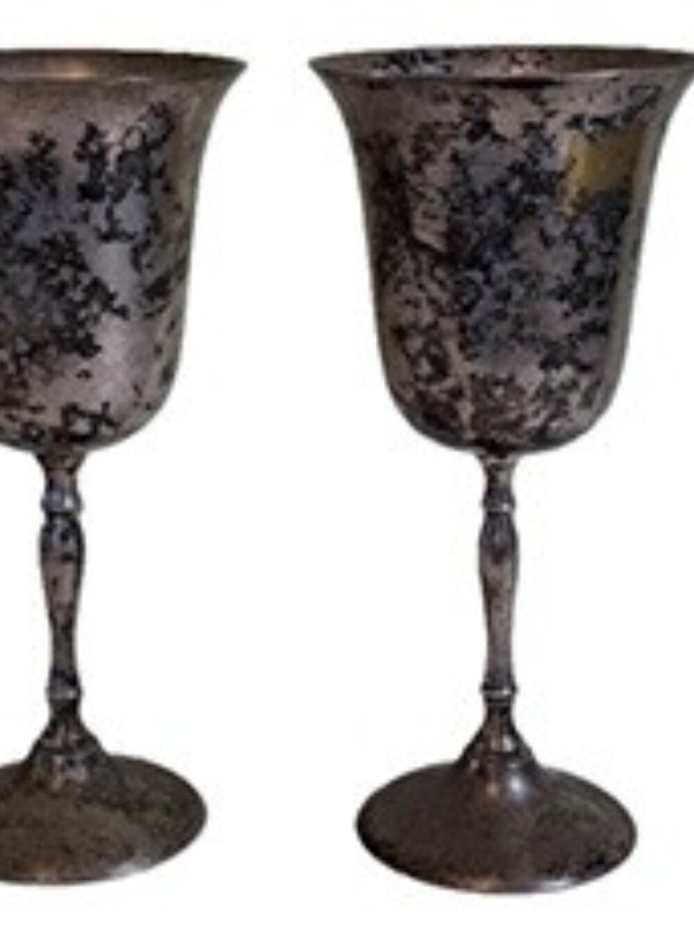 Gothic Tarnished Silver Decorative Wine Goblets